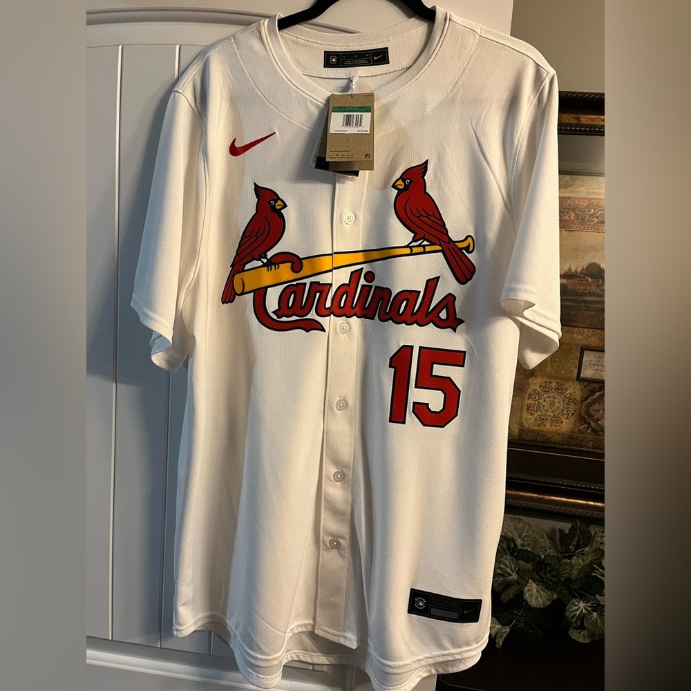 Nike White/Red St. Louis Cardinals #15 Baseball Jersey